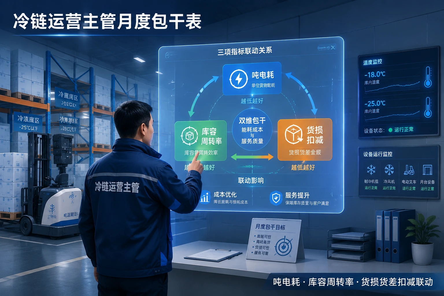 冷链运营主管月度包干表：吨电耗、周转率与货损货差扣减