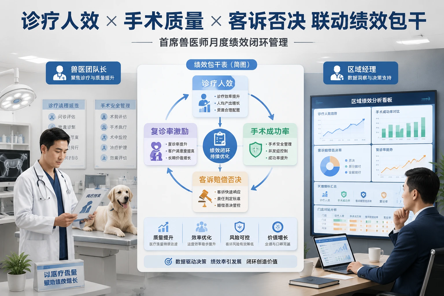连锁宠物医院首席兽医师绩效包干表：诊疗人效、手术成功率与客诉否决联动（2026年版）