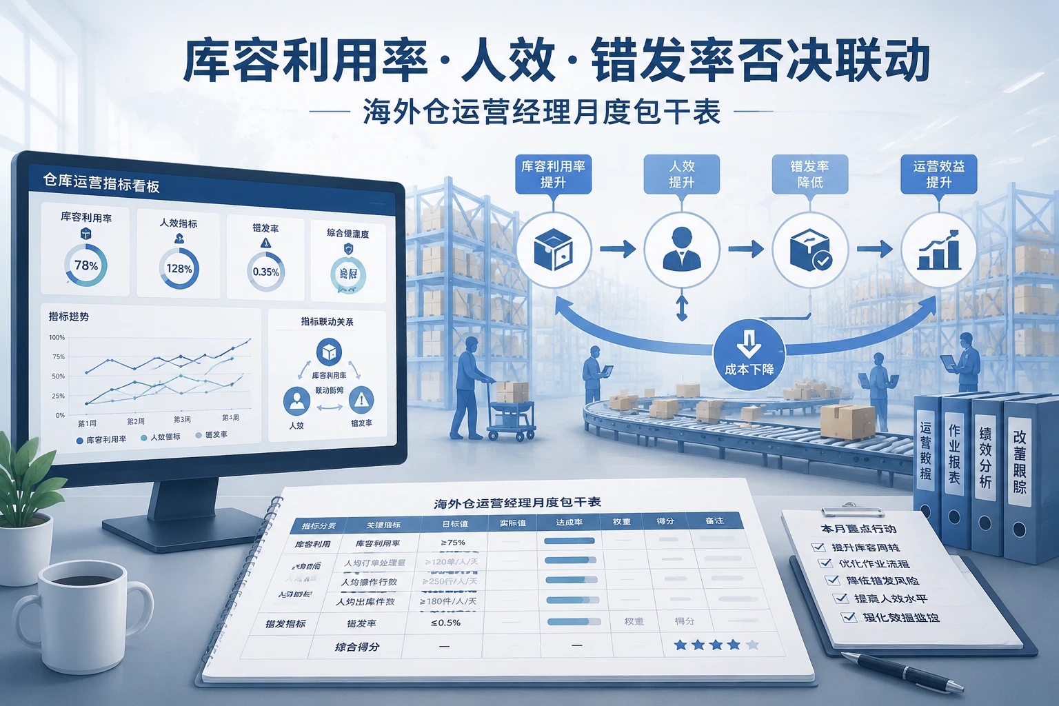 海外仓运营经理月度包干表：库容利用率、人效与错发率否决（2026年版）