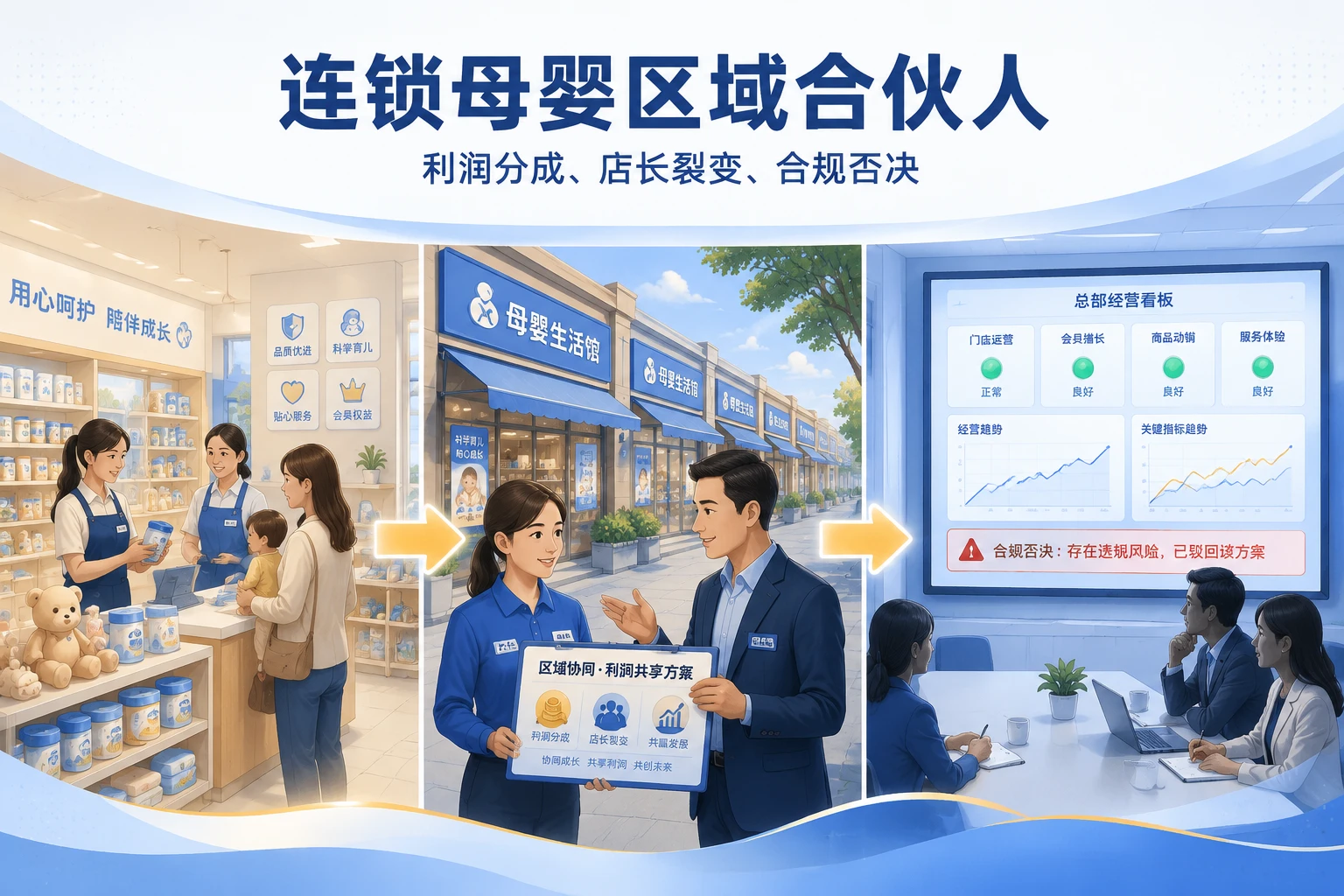 连锁母婴区域合伙人：利润分成、店长裂变与合规否决