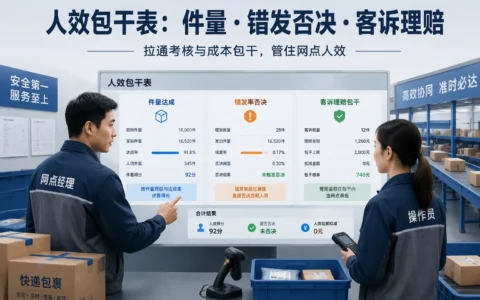 2026年快递网点月度人效包干表模板：件量达成、错发否决与客诉理赔包干设计