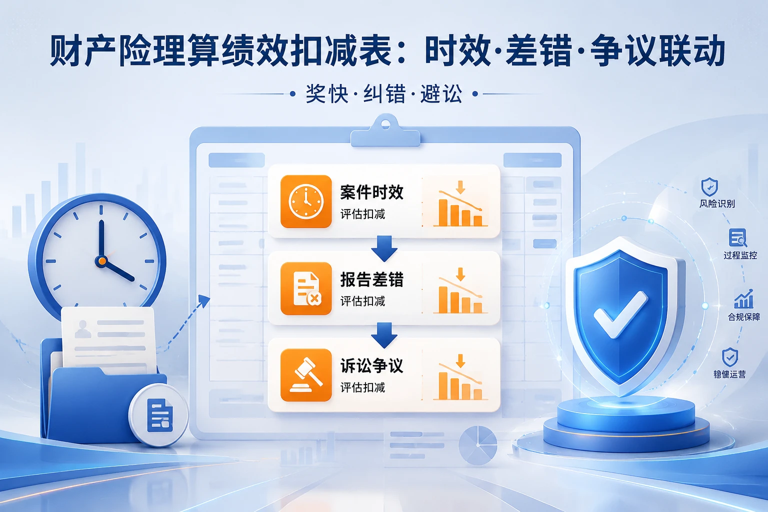 财产险理算绩效扣减表：案件时效、报告退回与诉讼争议联动