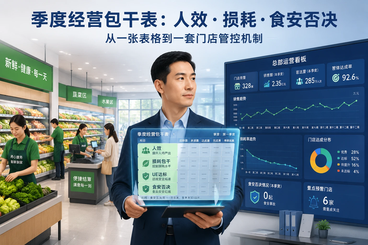 生鲜区域经理季度经营包干表：人效、损耗及食安否决（2026年版）