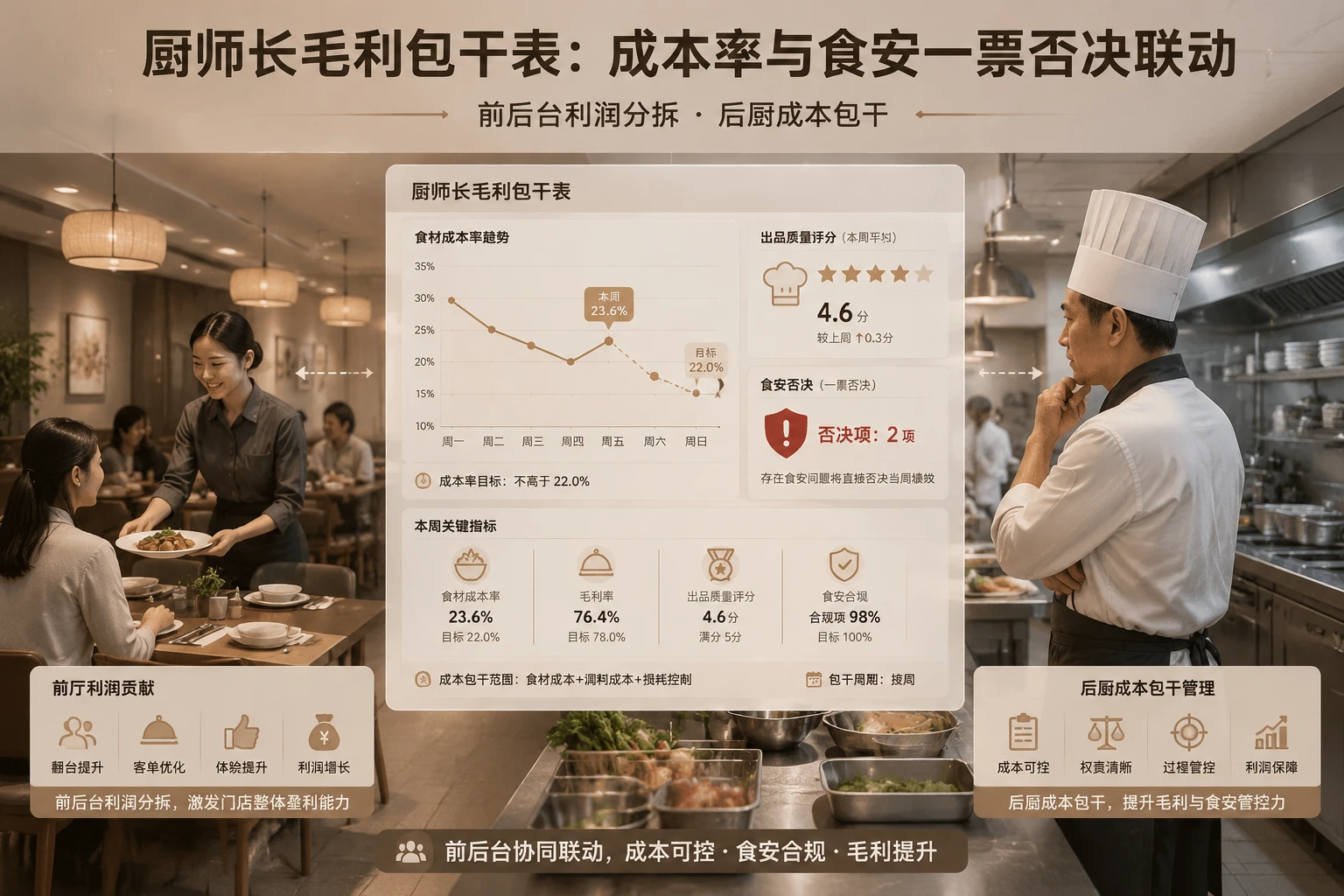 连锁餐饮厨师长毛利包干表：菜品成本率与食安一票否决联动模板（2026年版）
