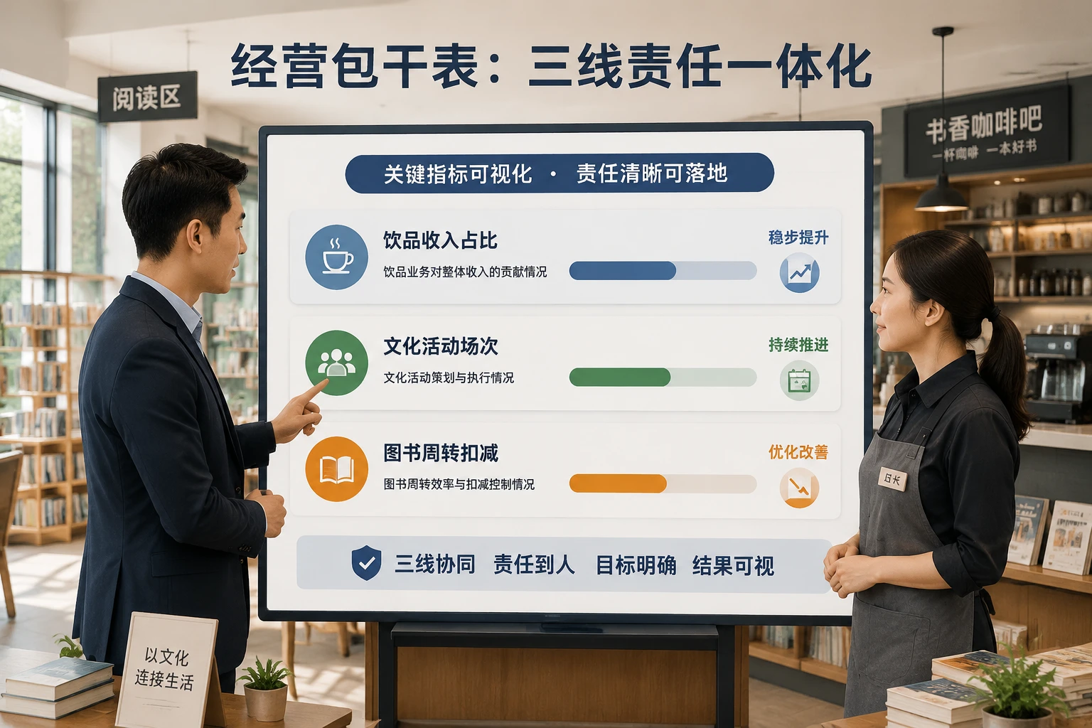 连锁书店店长经营包干表：饮品收入占比、活动场次与图书周转扣减（2026年版）
