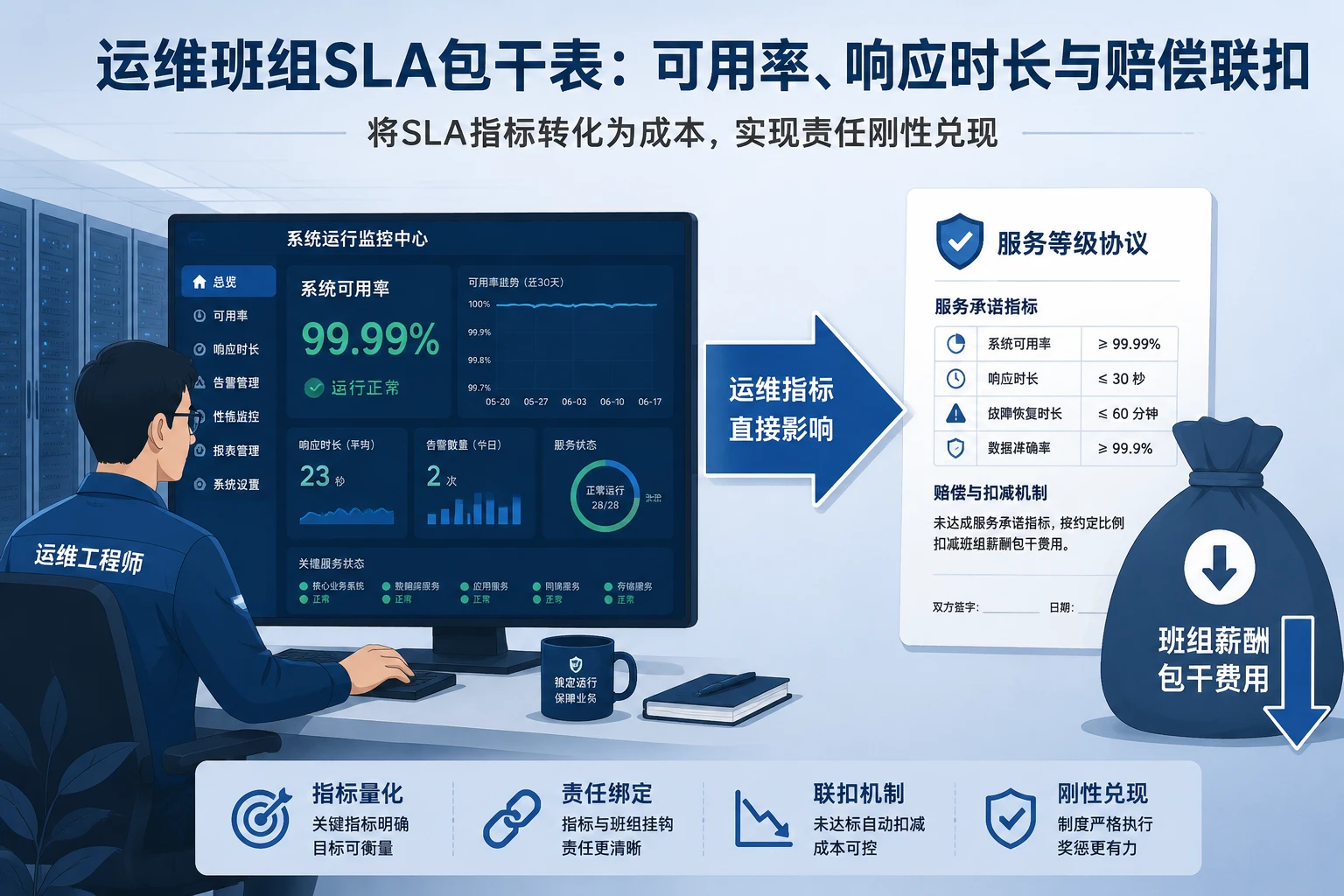 数据中心运维班组SLA包干表：系统可用率、故障响应时长与赔偿联扣（2026年版）