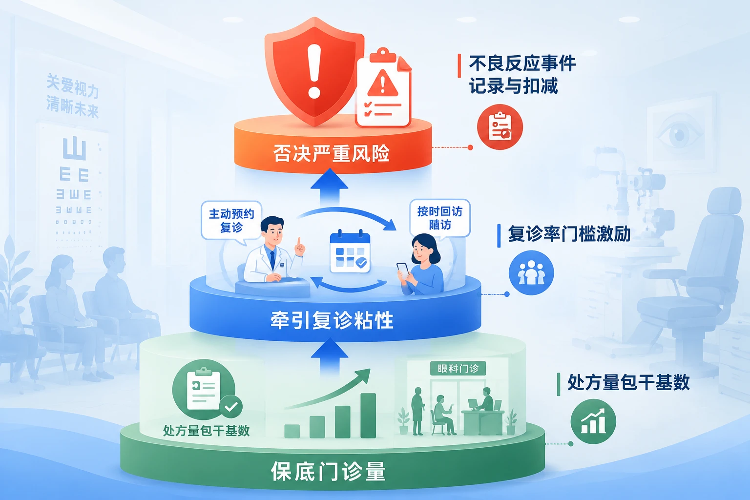 连锁眼科门诊医师提成包干表：处方量、复诊率与不良反应扣减联动