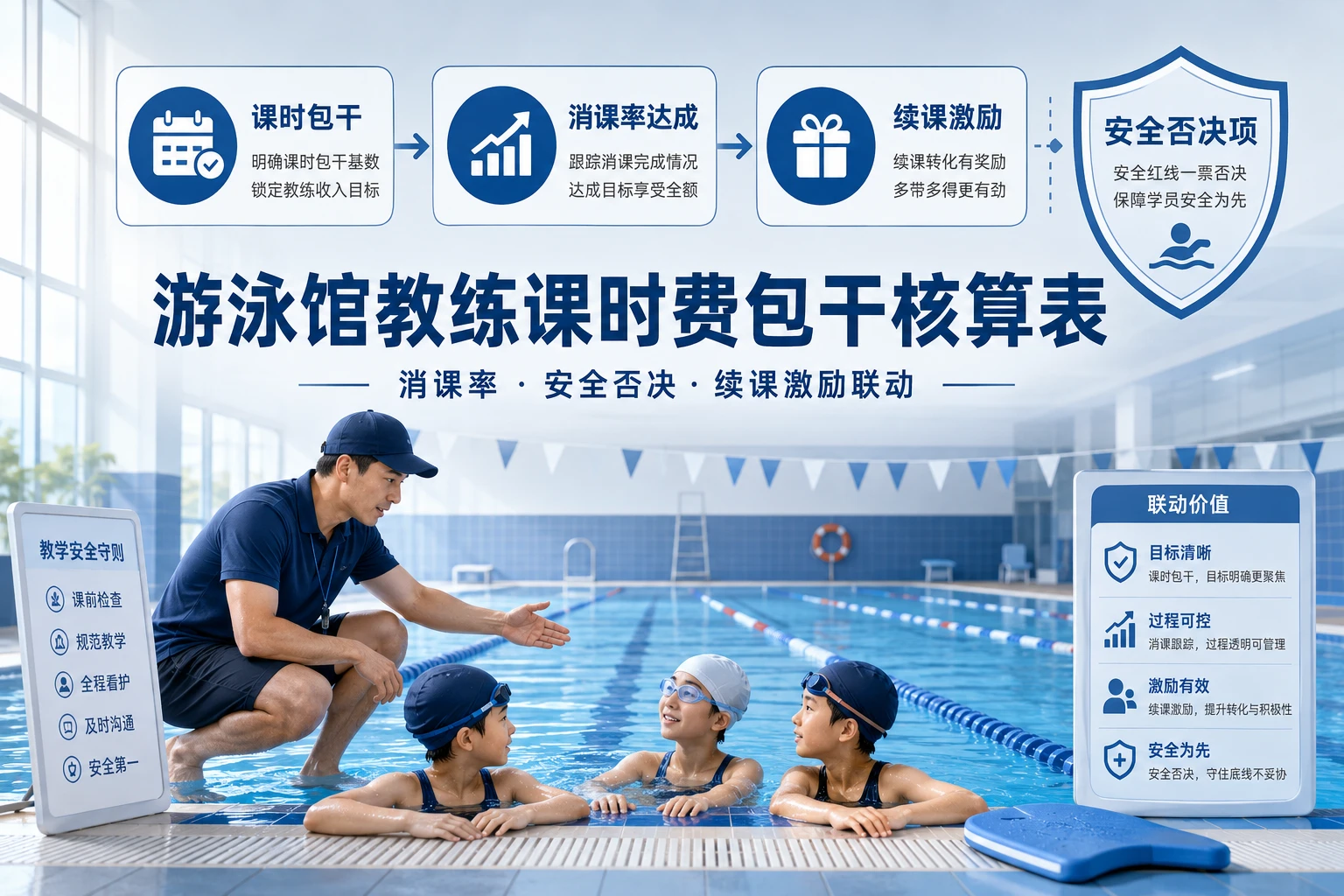 游泳馆教练课时费包干核算表：消课率、安全否决与续课激励联动（2026年版）