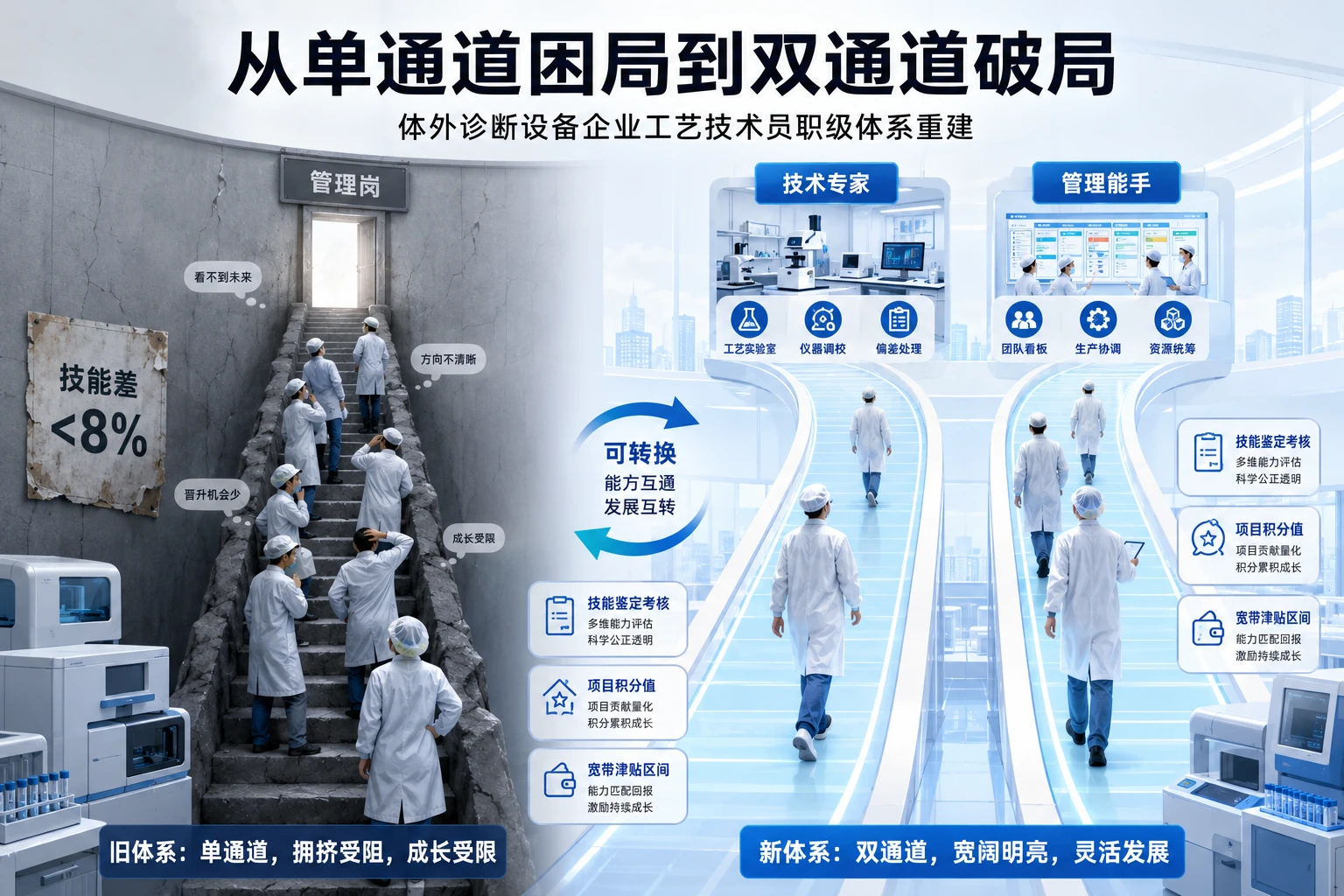 医疗器械技术岗位双通道职级体系与技能津贴宽带设计