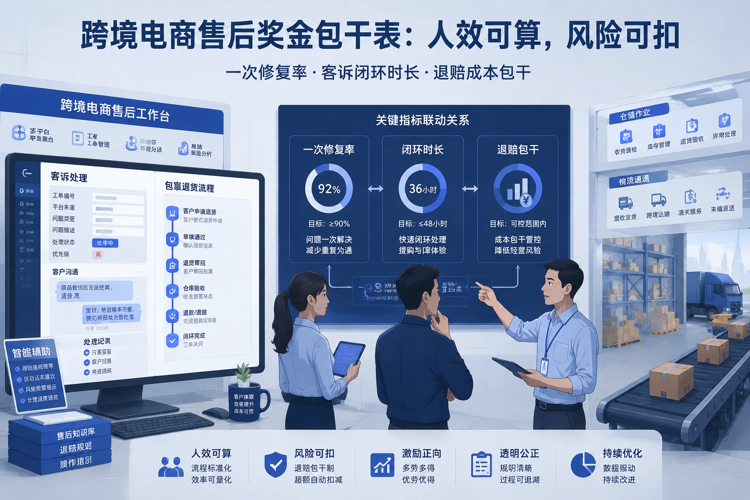 跨境电商售后奖金包干表：一次修复率、客诉闭环时长与退赔包干（2026年版）