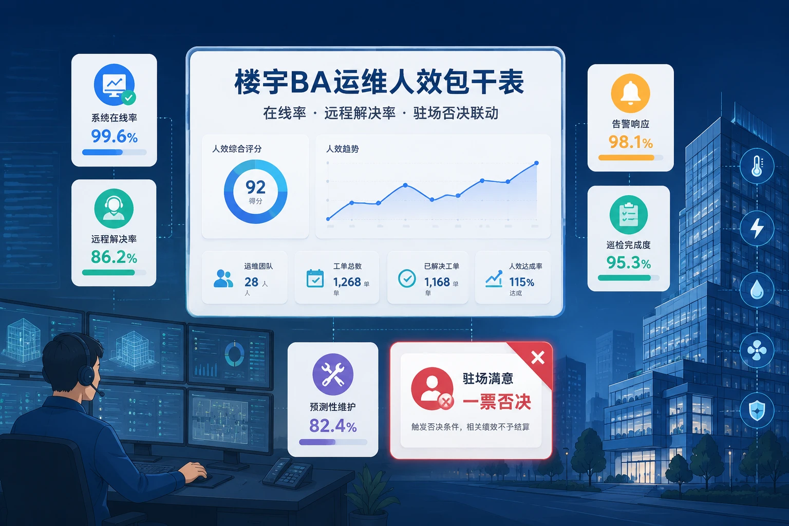 楼宇BA运维人效包干表：在线率、远程解决率与驻场否决（2026年版）