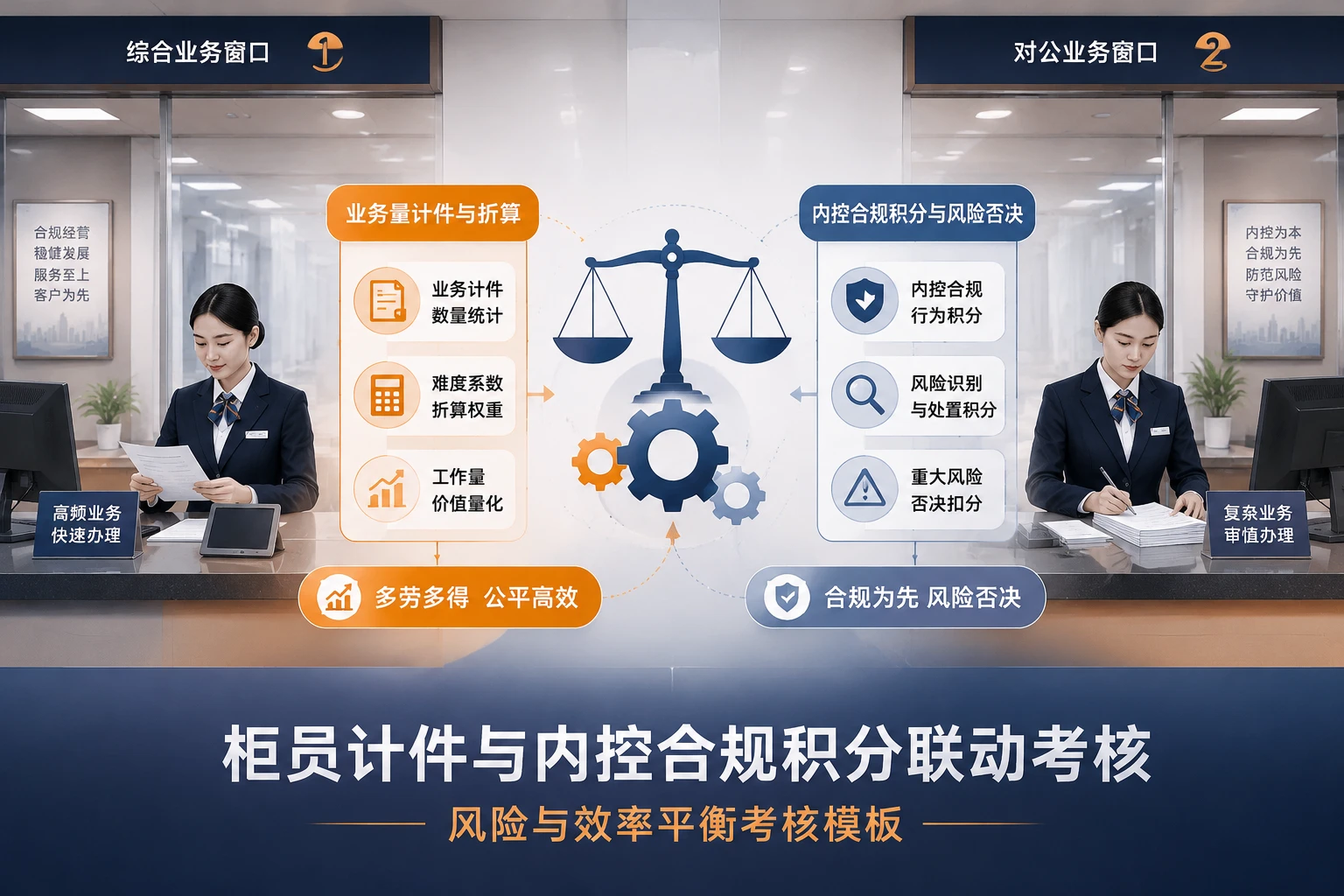 2026年城商行营业网点柜员业务量计件与内控合规积分表