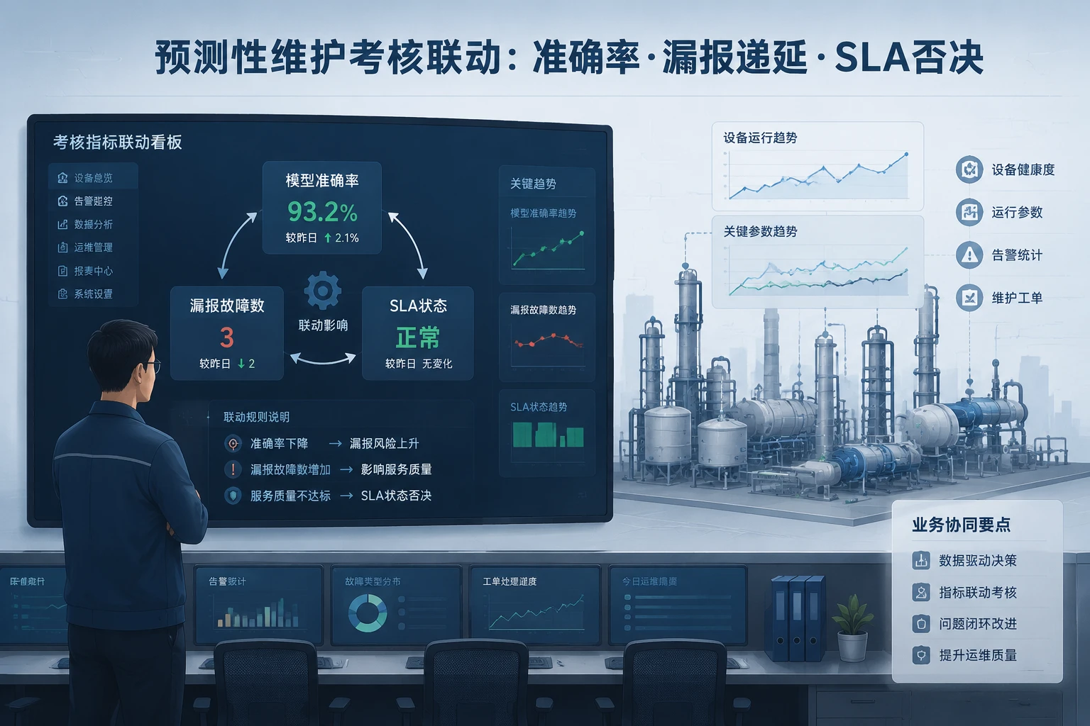预测性维护专员考核表：模型准确率、漏报递延处罚与SLA否决联动
