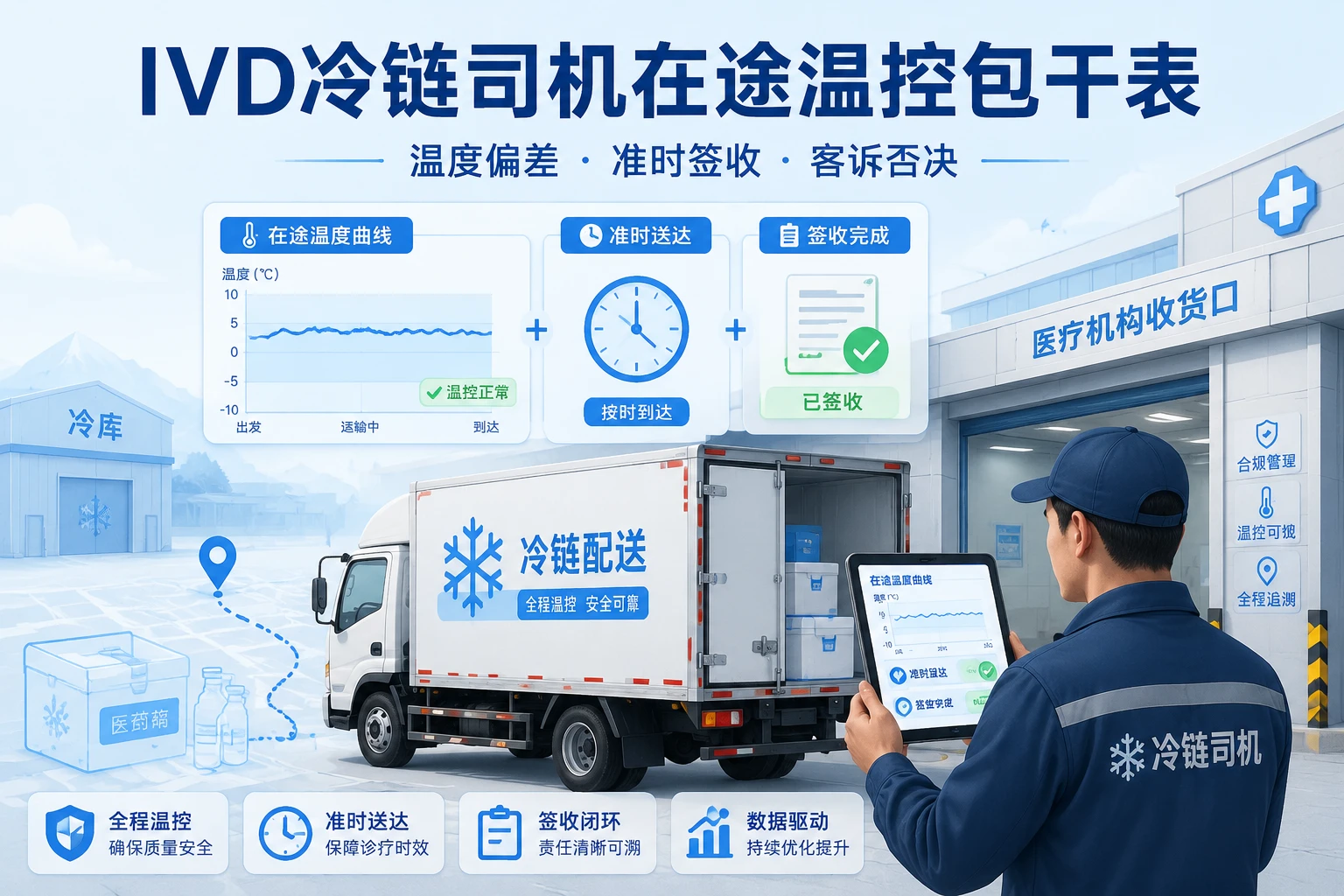 IVD冷链司机在途温控包干表：温度偏差、准时签收与客诉否决