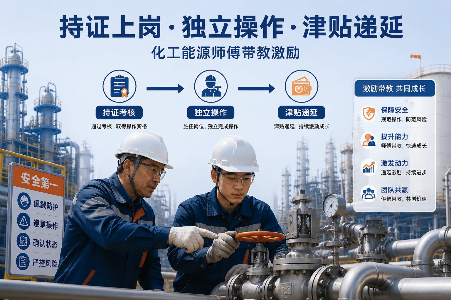 化工能源企业师傅带教激励：持证周期、独立操作与津贴递延
