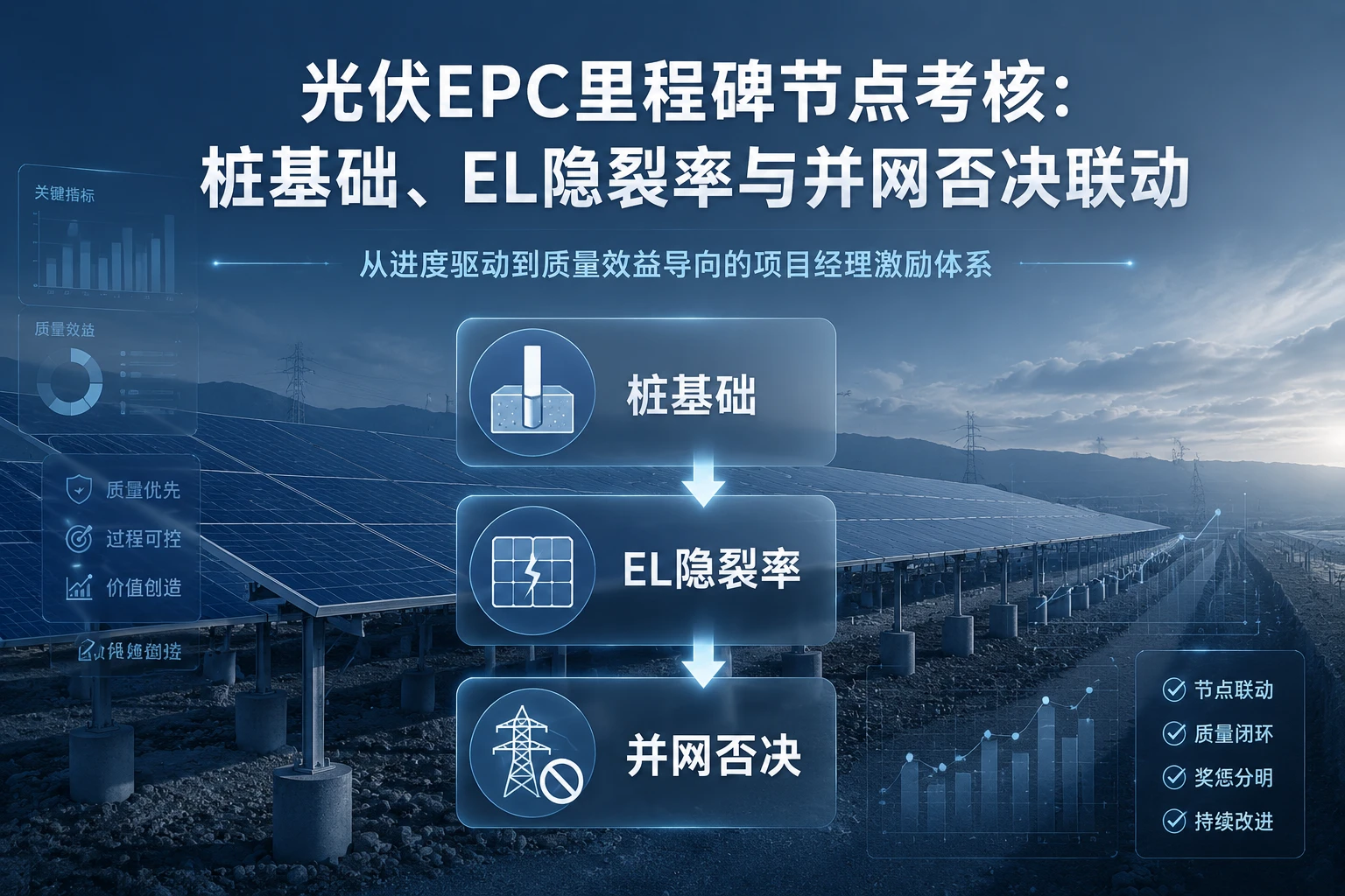 2026年光伏EPC里程碑节点考核：桩基础、EL隐裂率与并网否决联动