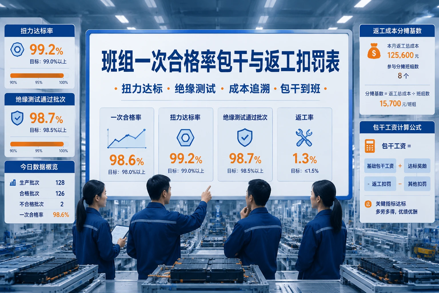 2026年动力电池包组装班组一次合格率包干与返工扣罚表