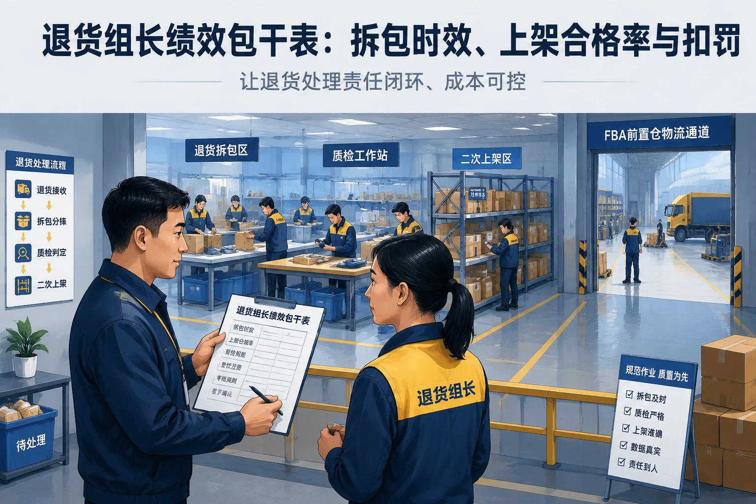 跨境电商退货组长绩效包干表：拆包时效、上架合格率与扣罚（2026年版）