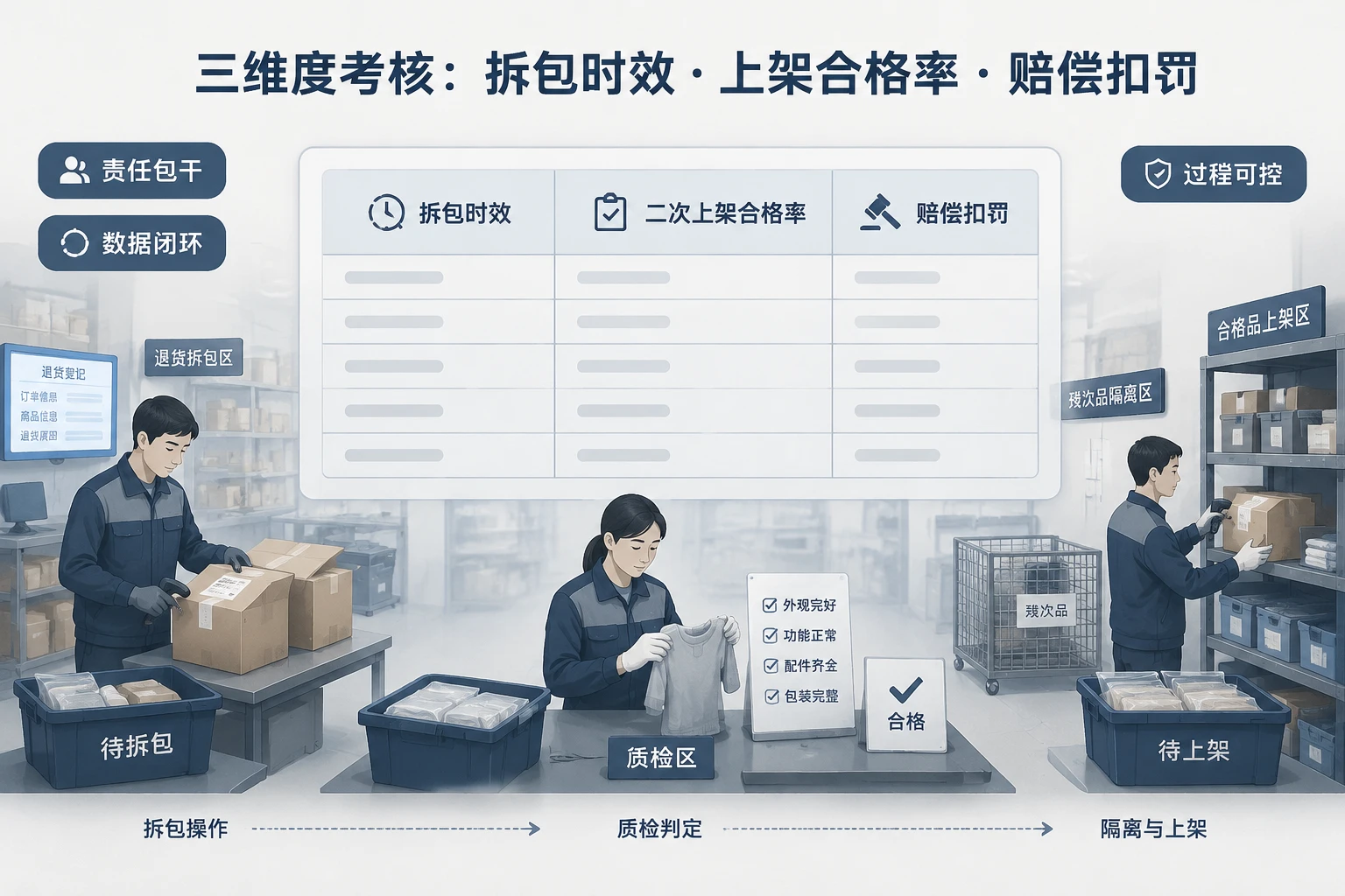 跨境电商退货组长绩效包干表：拆包时效、上架合格率与扣罚（2026年版）