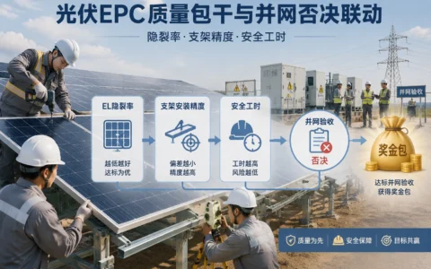 2026年光伏EPC并网否决与班组包干：隐裂率、支架精度、安全工时联动激励机制设计
