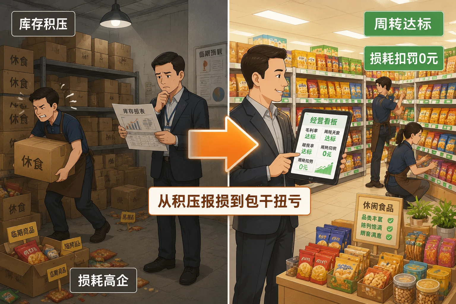 2026年连锁超市休食经理包干考核：毛利率、周转天数与损耗扣罚联动