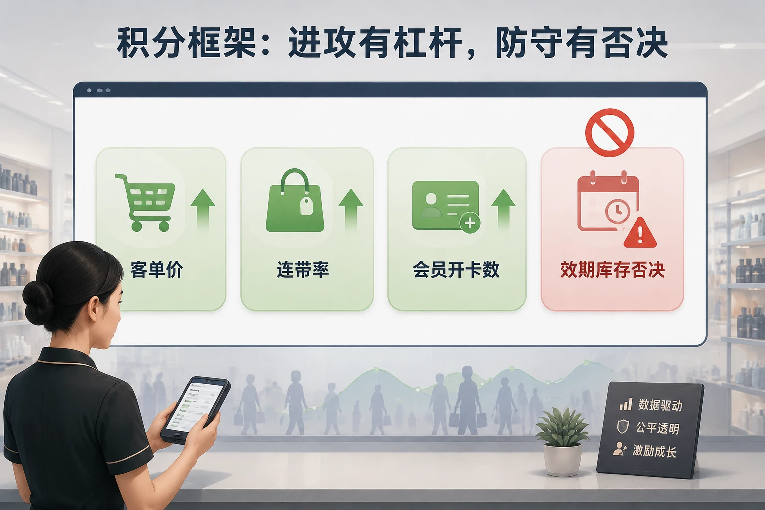 连锁母婴店导购积分考核表：客单价、连带率、效期否决与排班联动（2026年版）