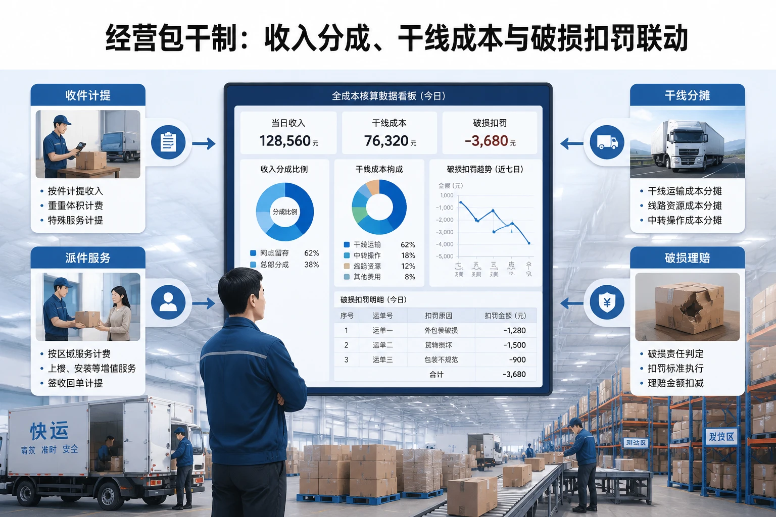 2026年快运加盟网点经营包干制：收入分成、干线成本与破损扣罚联动