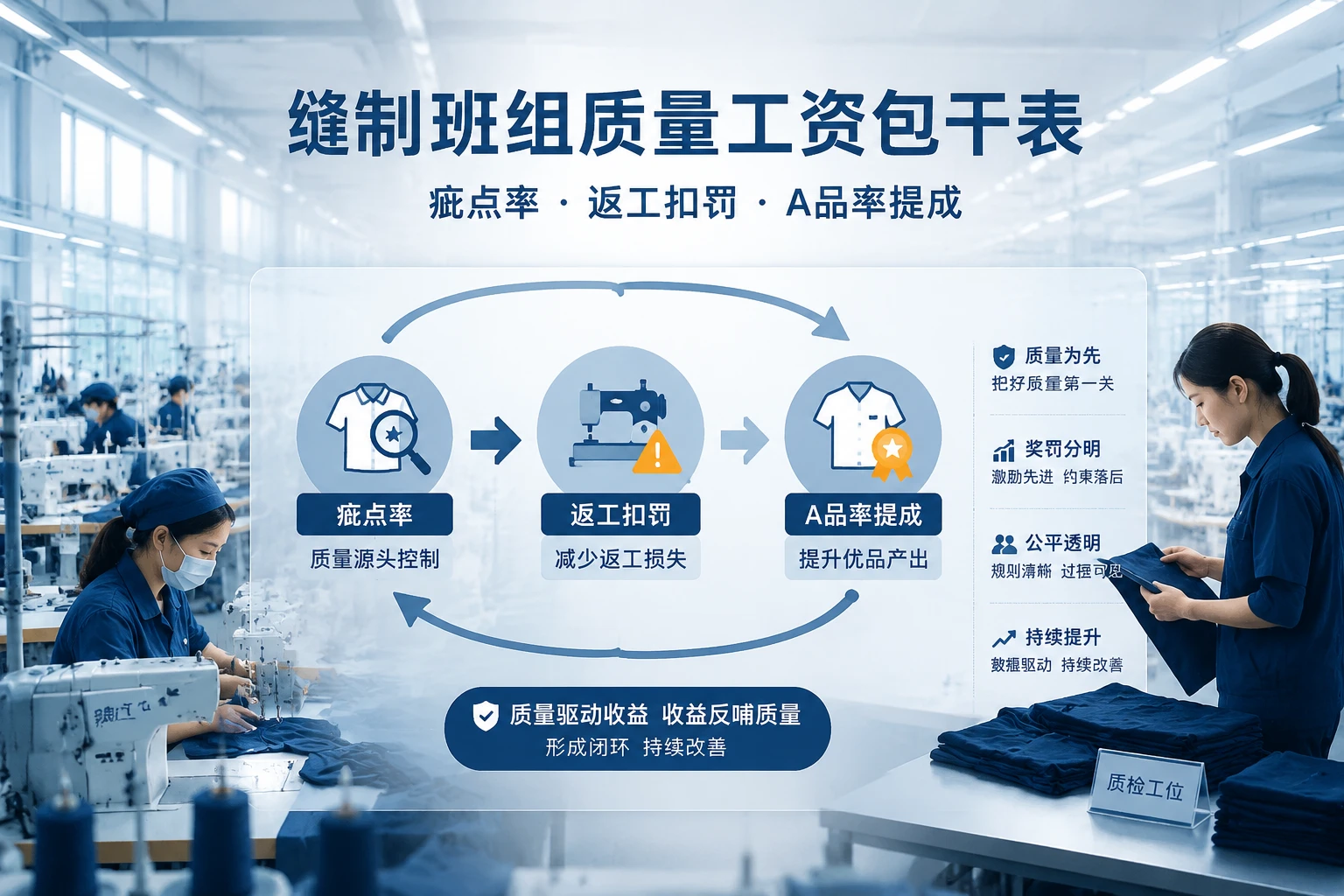 针织服装缝制班组质量工资包干表：疵点率、返工扣罚与A品率提成（2026年版）