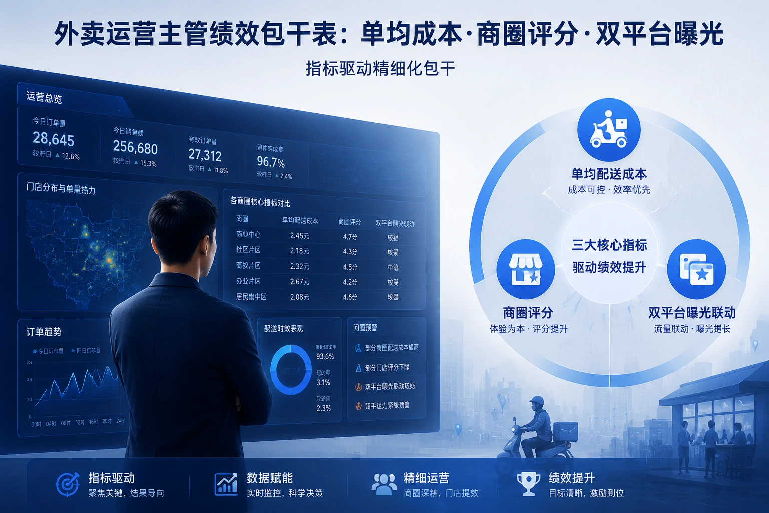 连锁快餐外卖运营主管绩效包干表：单均成本、商圈评分与双平台曝光（2026年版）