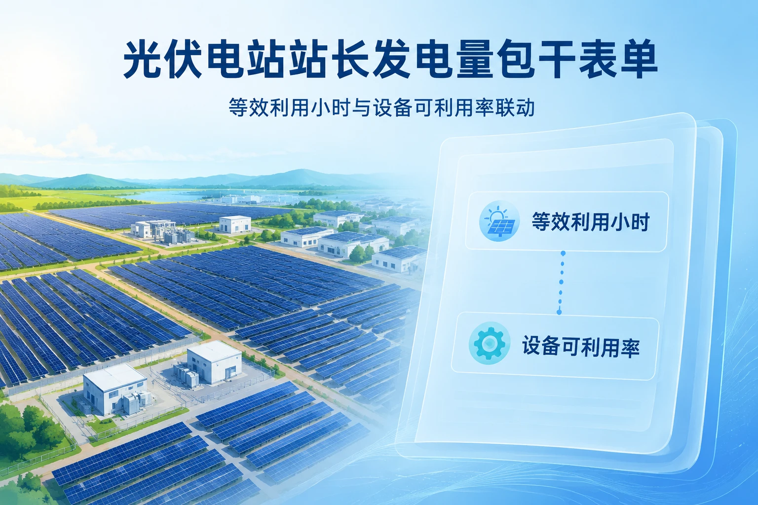 光伏电站站长发电量包干表单：等效利用小时与设备可利用率联动