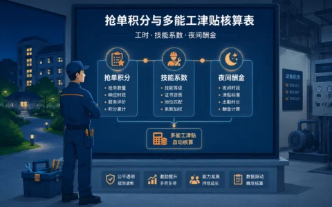 物业工程技工抢单积分与多能工津贴核算表单模板（2026年版）