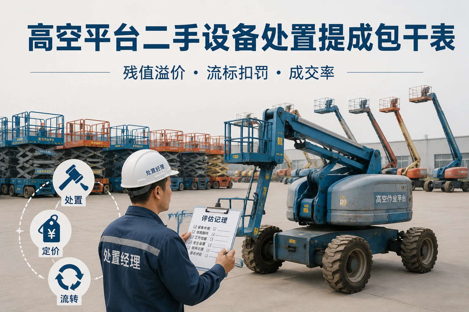 高空平台二手设备处置提成包干表：残值溢价、流标扣罚与成交率（2026年版）