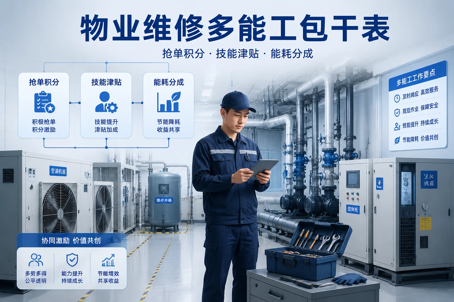 2026年物业维修多能工包干表：抢单积分、技能津贴与能耗分成