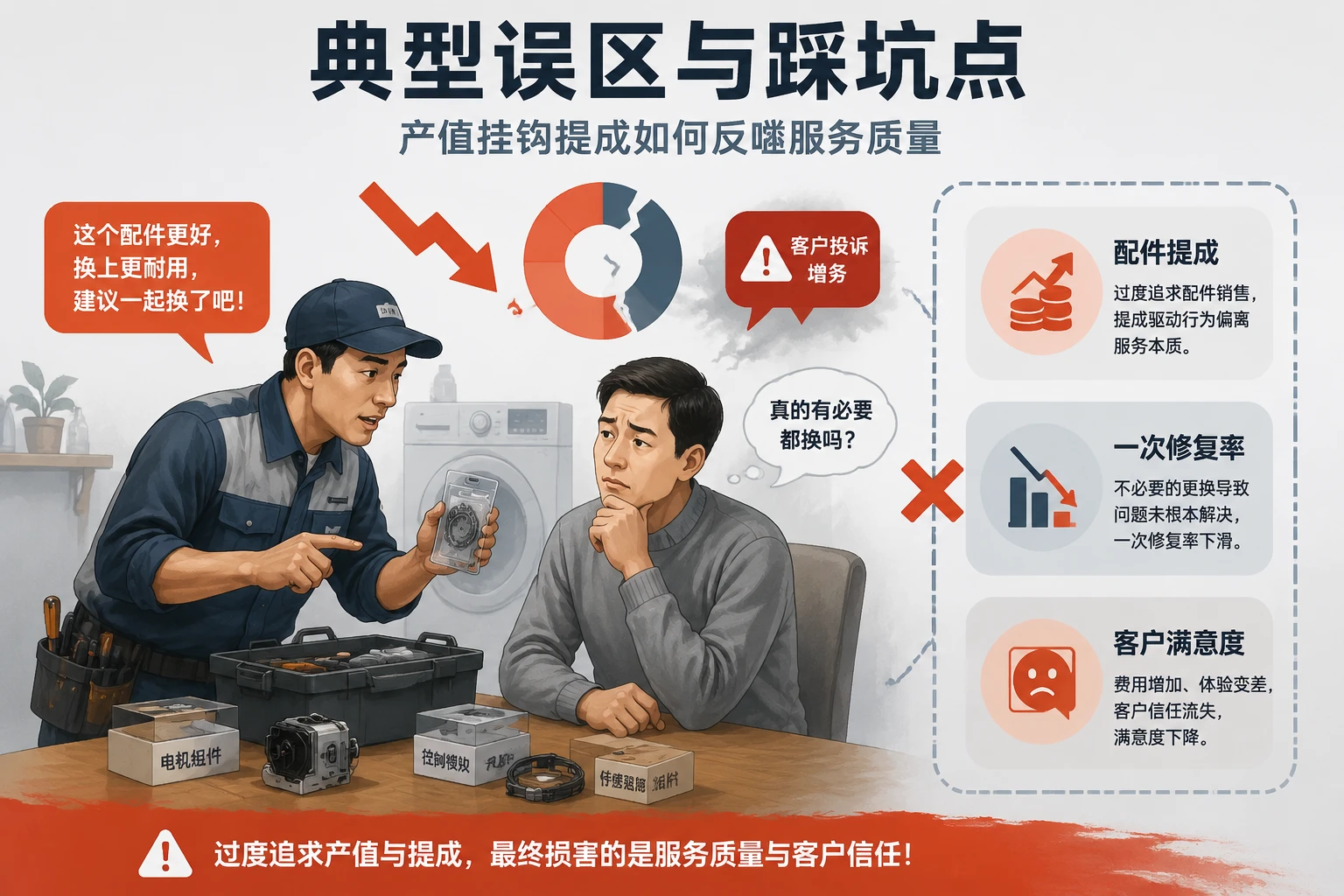 家电售后备件提成包干表：一次修复率调节、延保联动与满意度否决（2026年版）