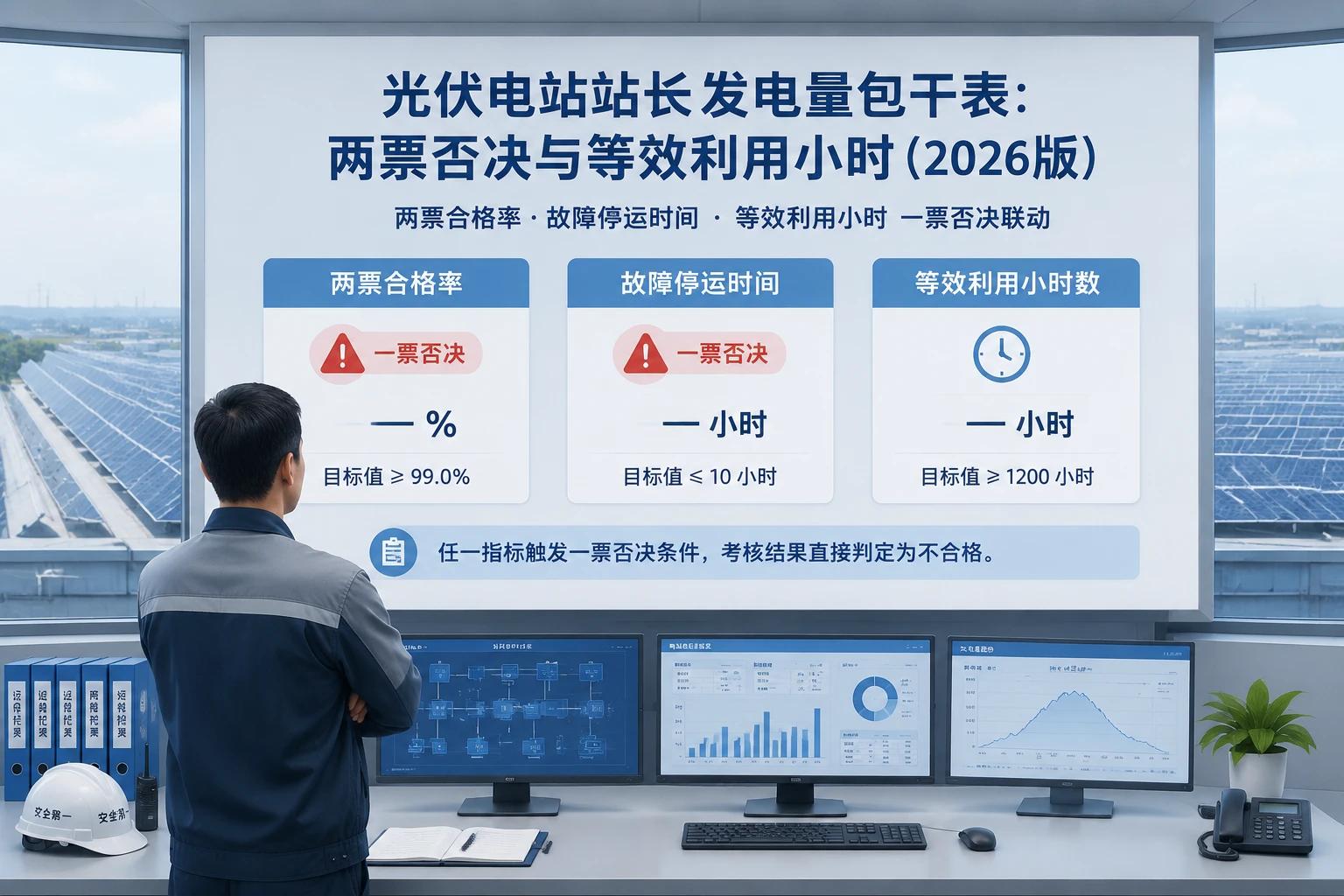 光伏电站站长发电量包干表：两票合格率、故障停运否决与等效利用小时（2026年版）