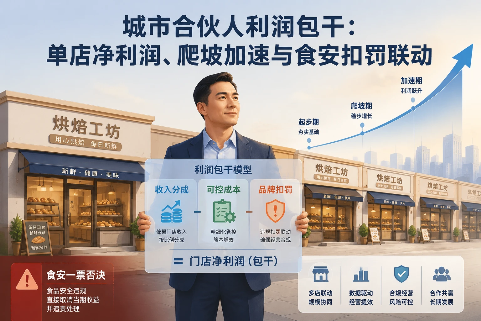 2026年连锁烘焙城市合伙人利润包干设计：单店净利润、爬坡加速与食安扣罚联动