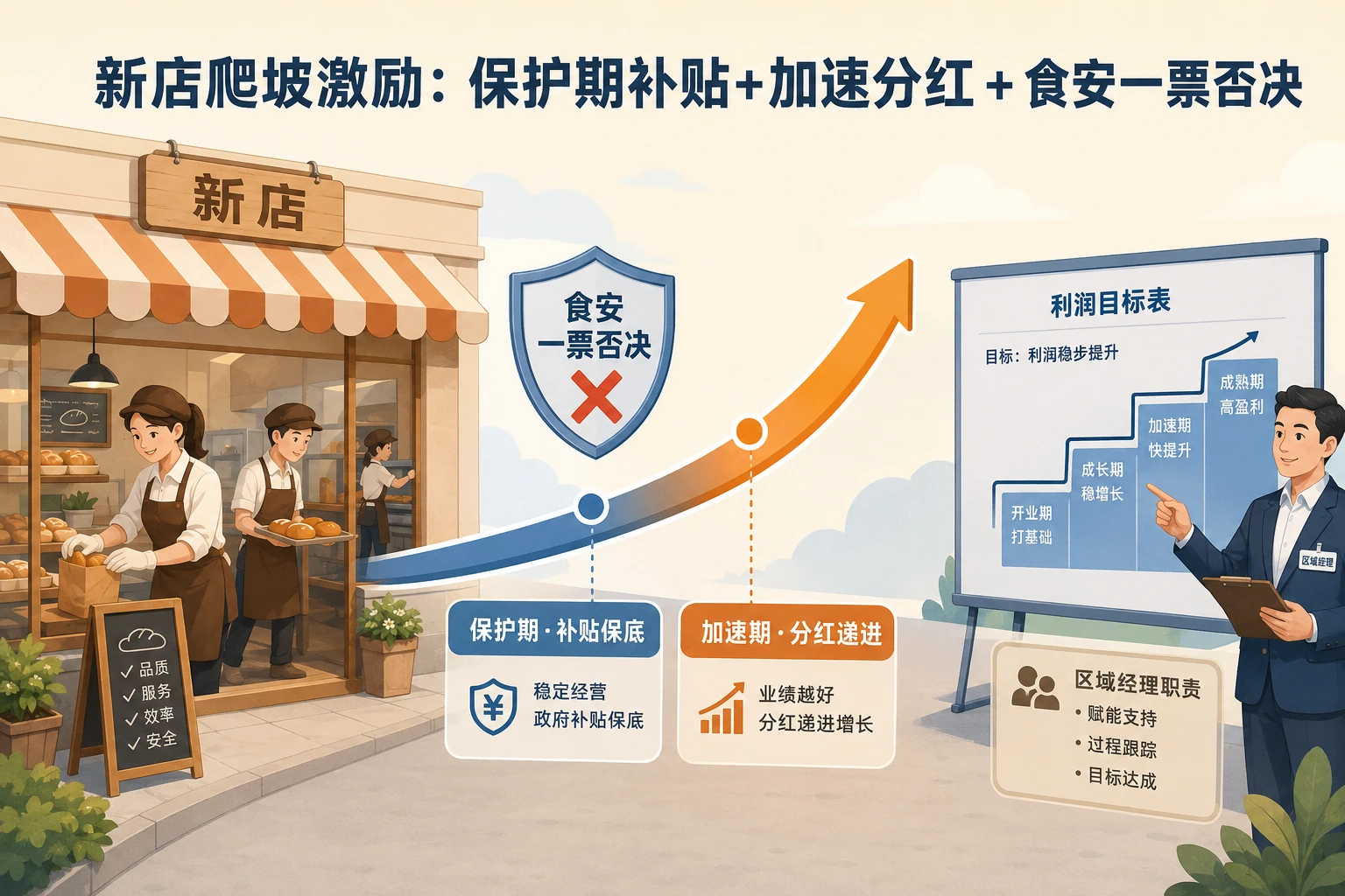 2026年连锁烘焙城市合伙人利润包干设计：单店净利润、爬坡加速与食安扣罚联动
