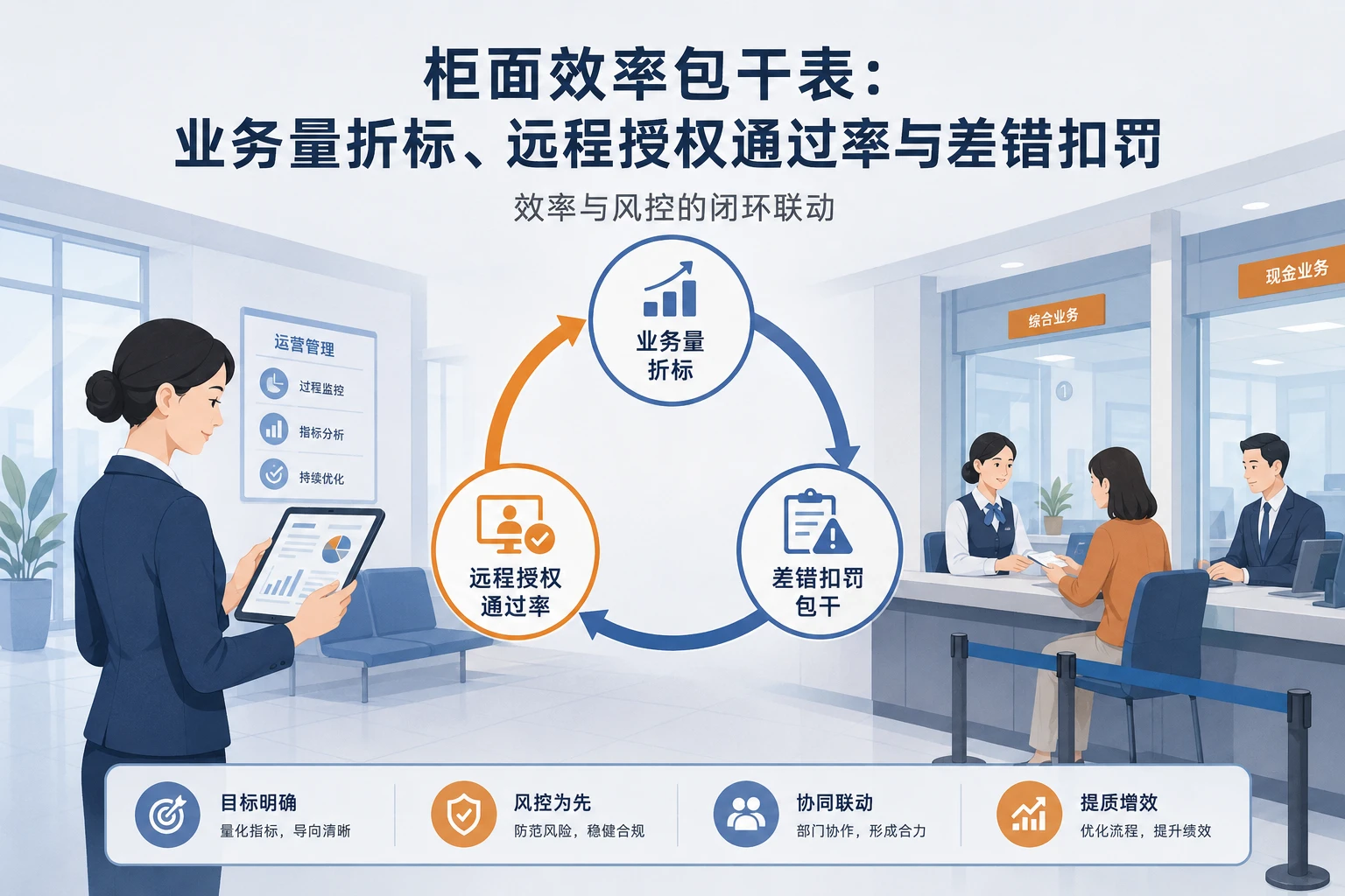 城商行柜面效率包干表：业务量折标、远程授权通过率与差错扣罚（2026年版）