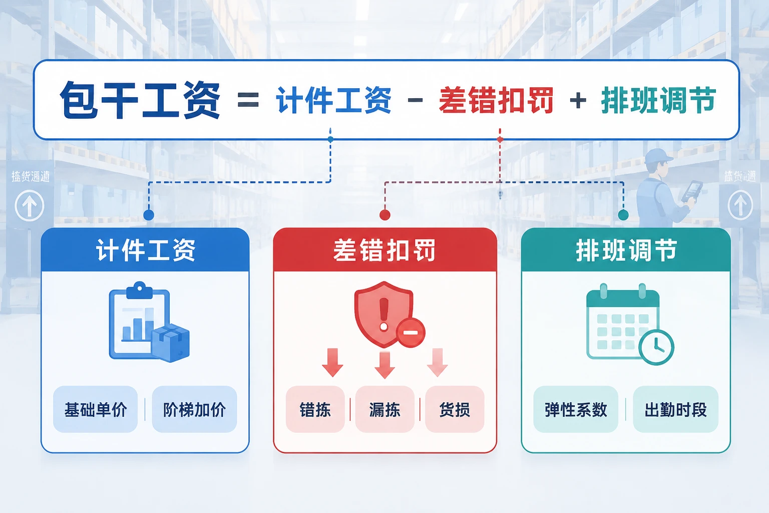 电商云仓拣货班组人效计件与异常扣罚包干表模板
