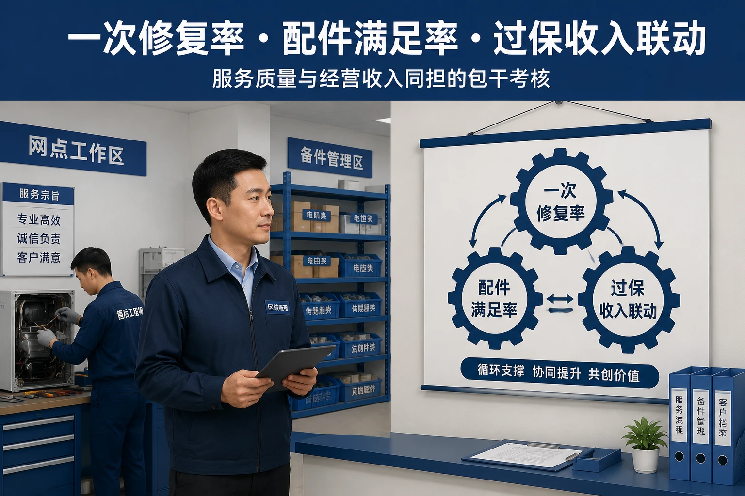 2026年家电售后区域经理包干考核：一次修复率、配件满足率与过保收入联动