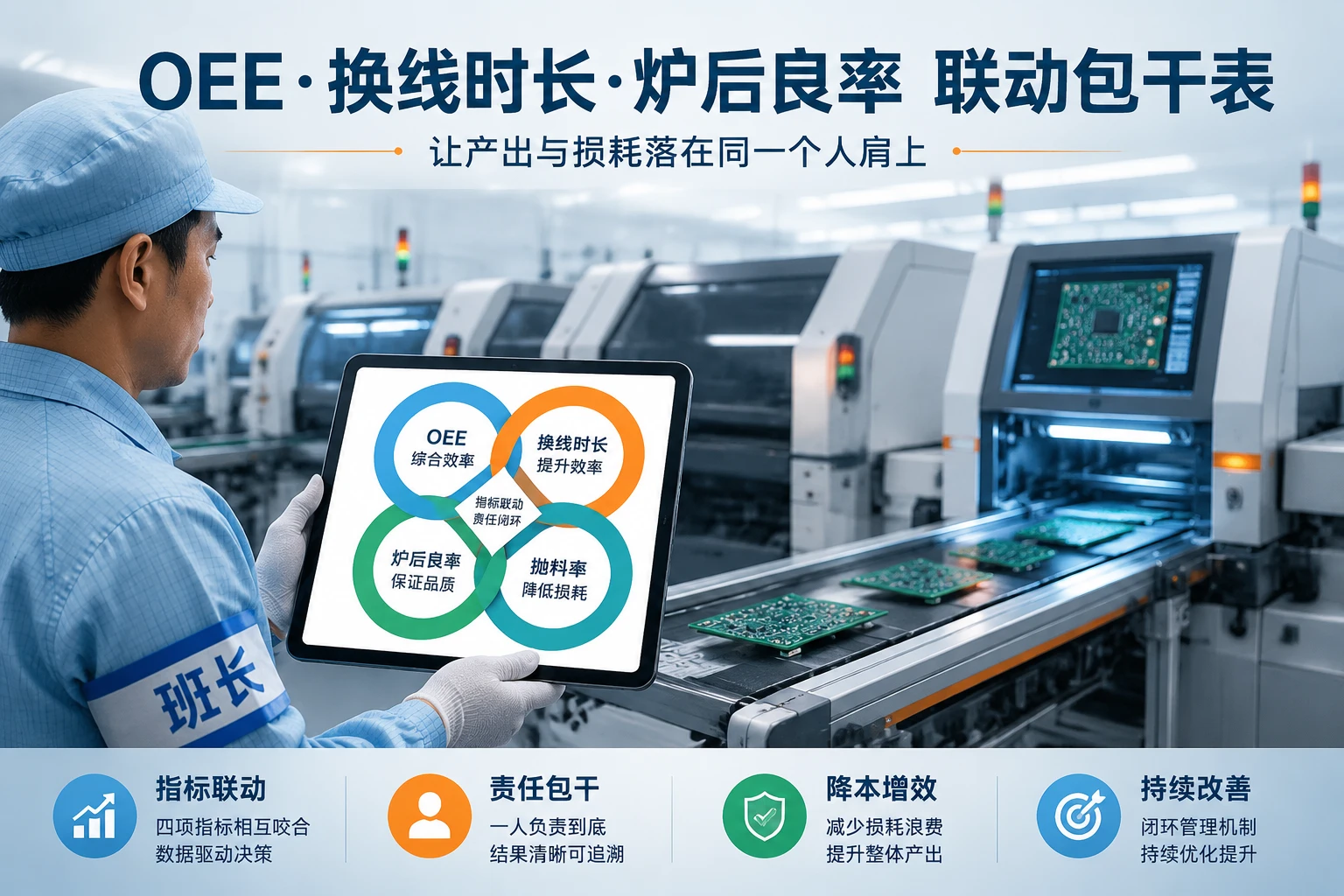 手机主板SMT班长损耗包干表：OEE、换线时长与炉后良率联动（2026年版）