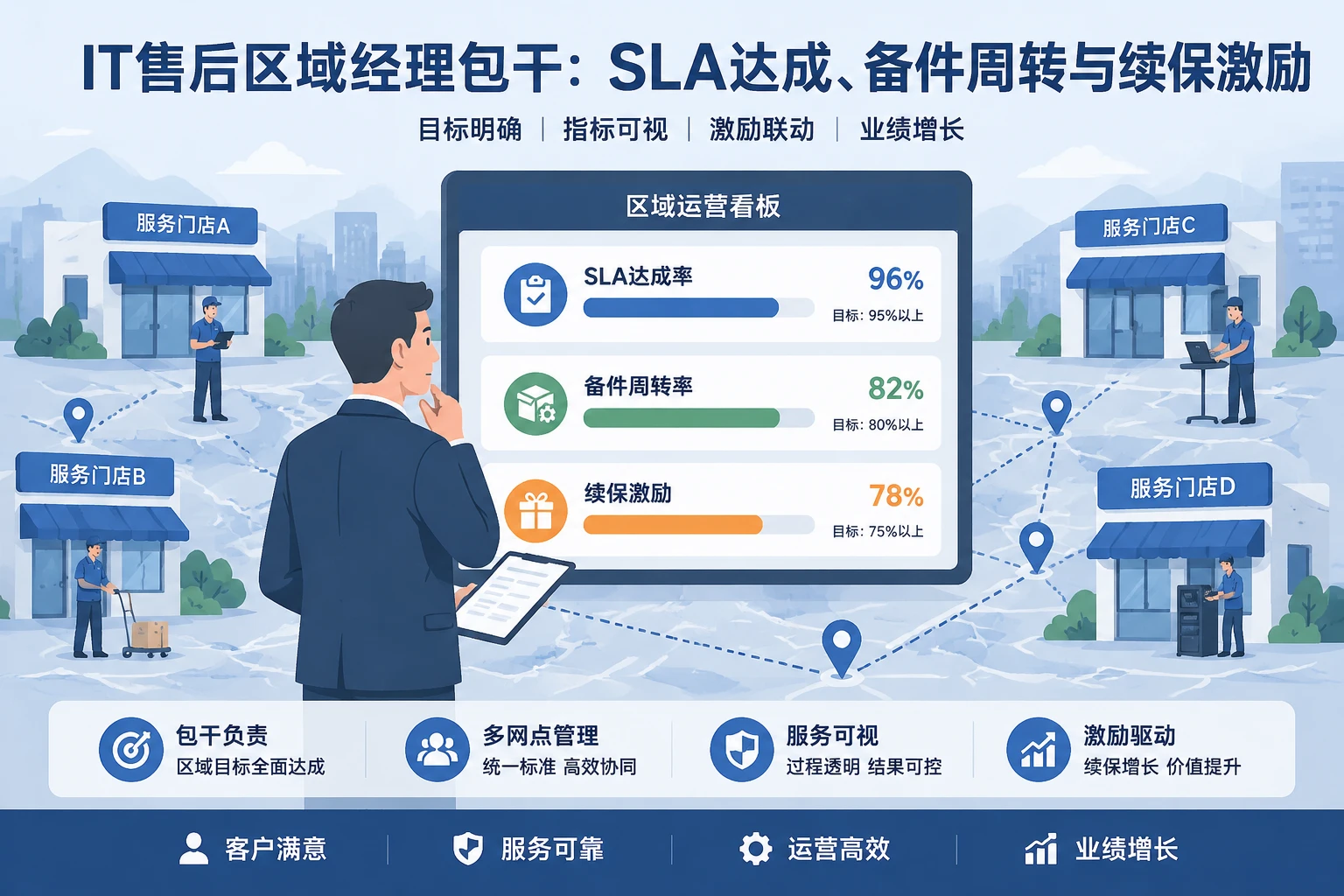 IT售后区域经理包干：SLA达成、备件周转与续保激励（2026年版）