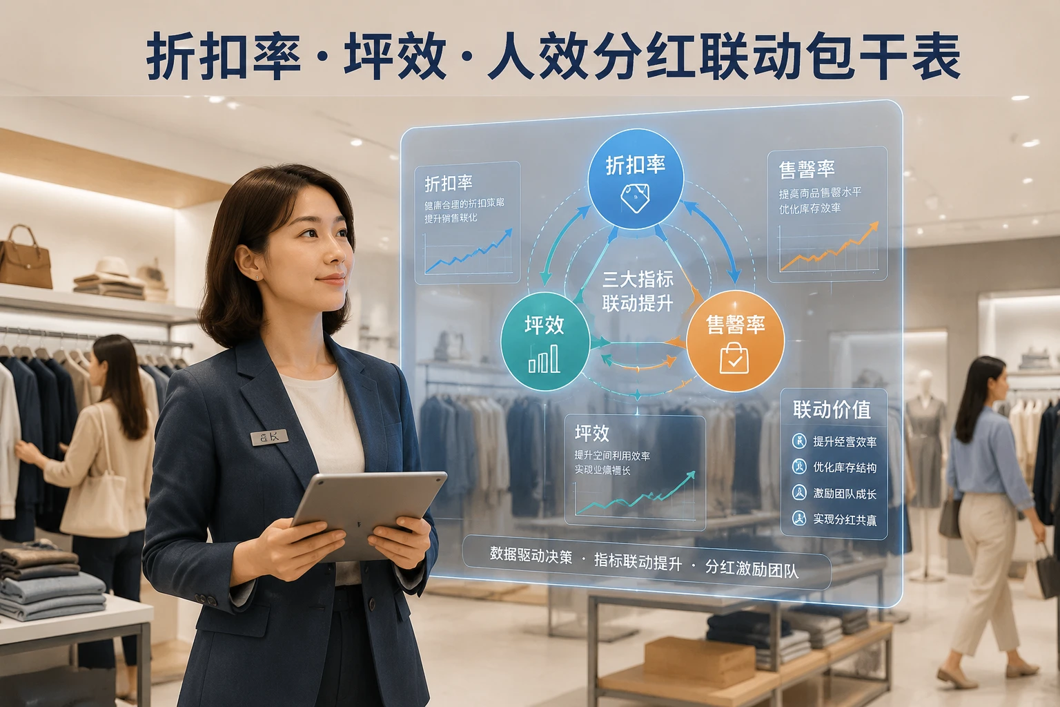 连锁服饰店长包干表：折扣率、坪效与人效分红联动设计