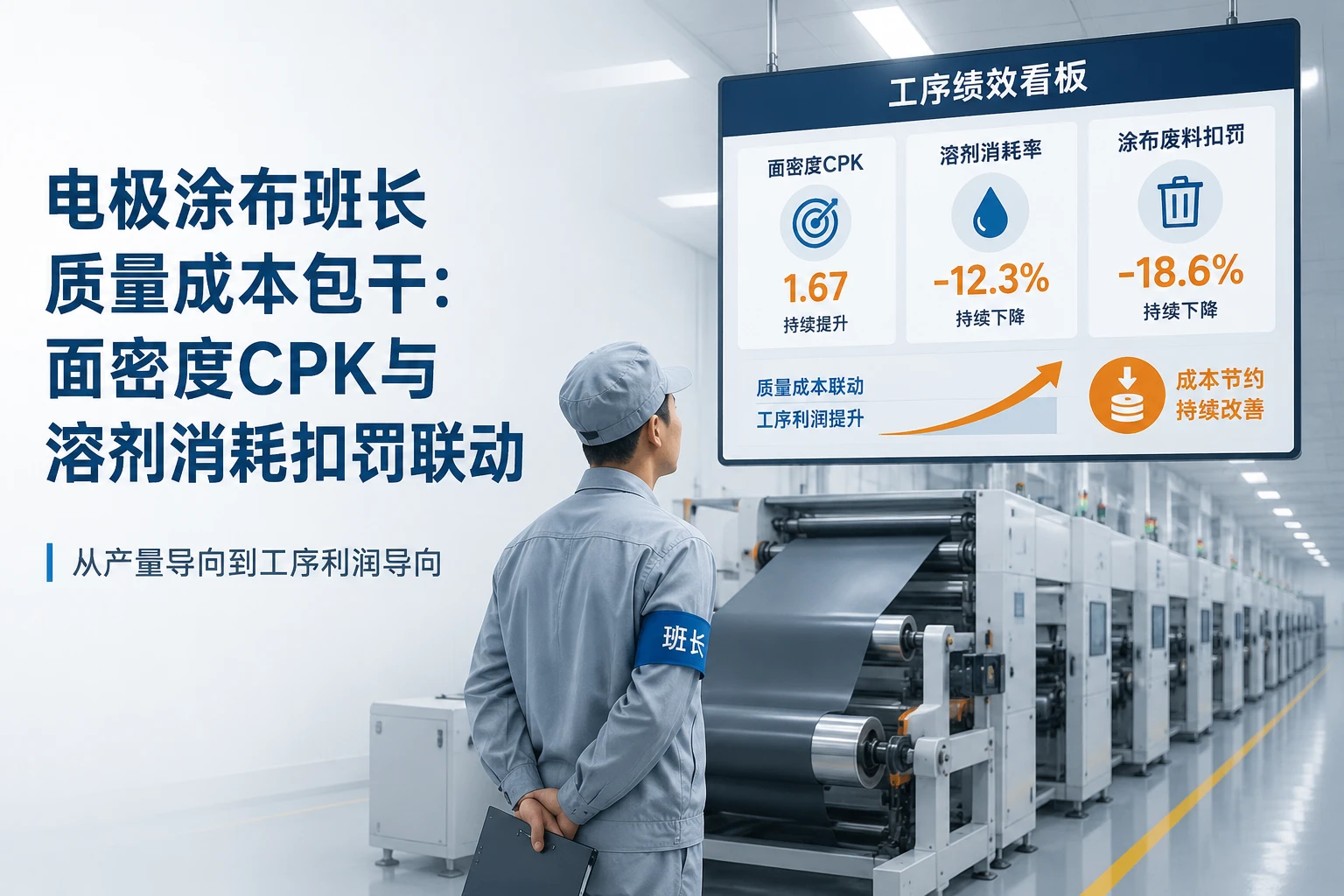 电极涂布班长质量成本包干：面密度CPK与溶剂消耗扣罚联动