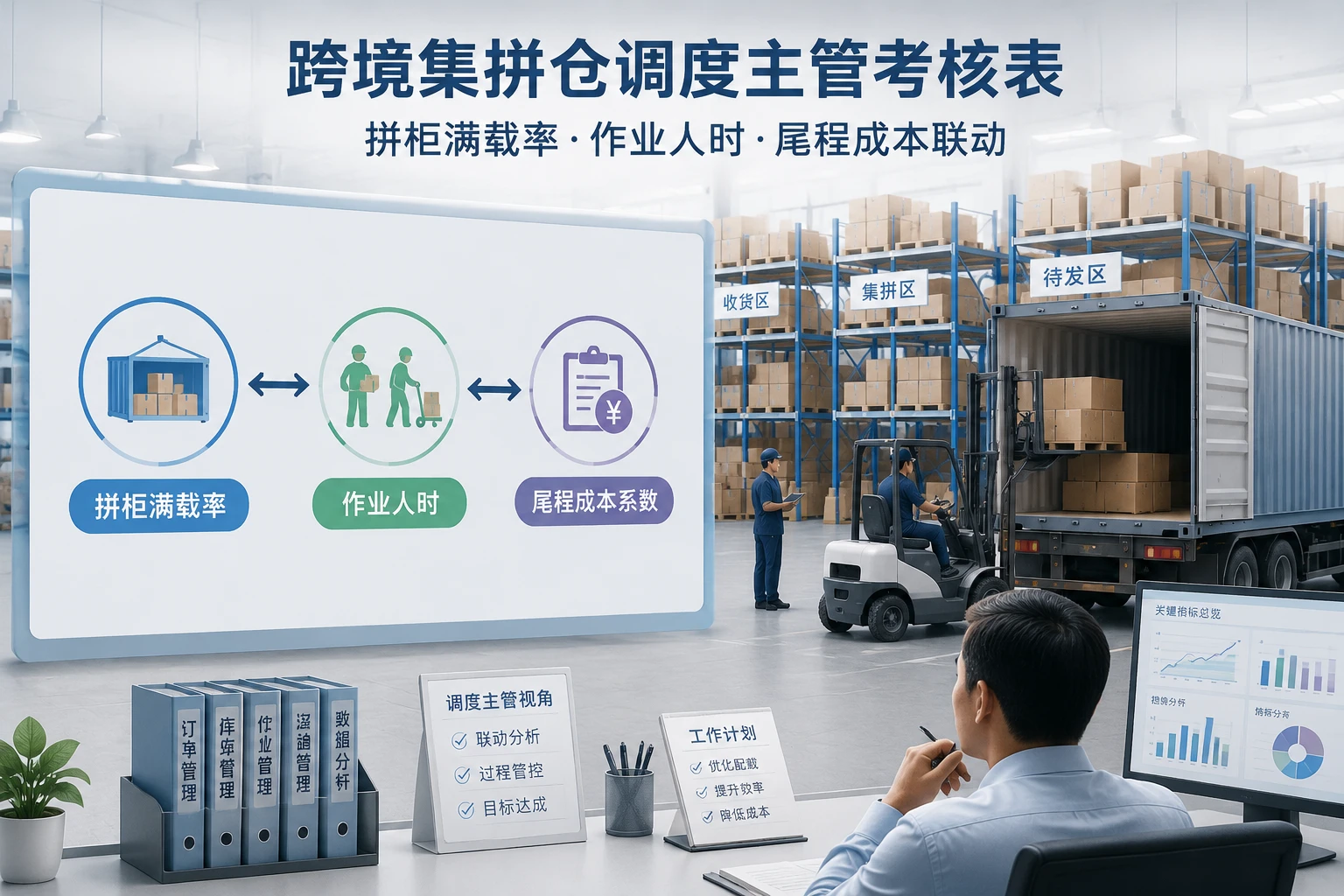 跨境集拼仓调度主管考核表：拼柜满载率、作业人时与尾程成本联动