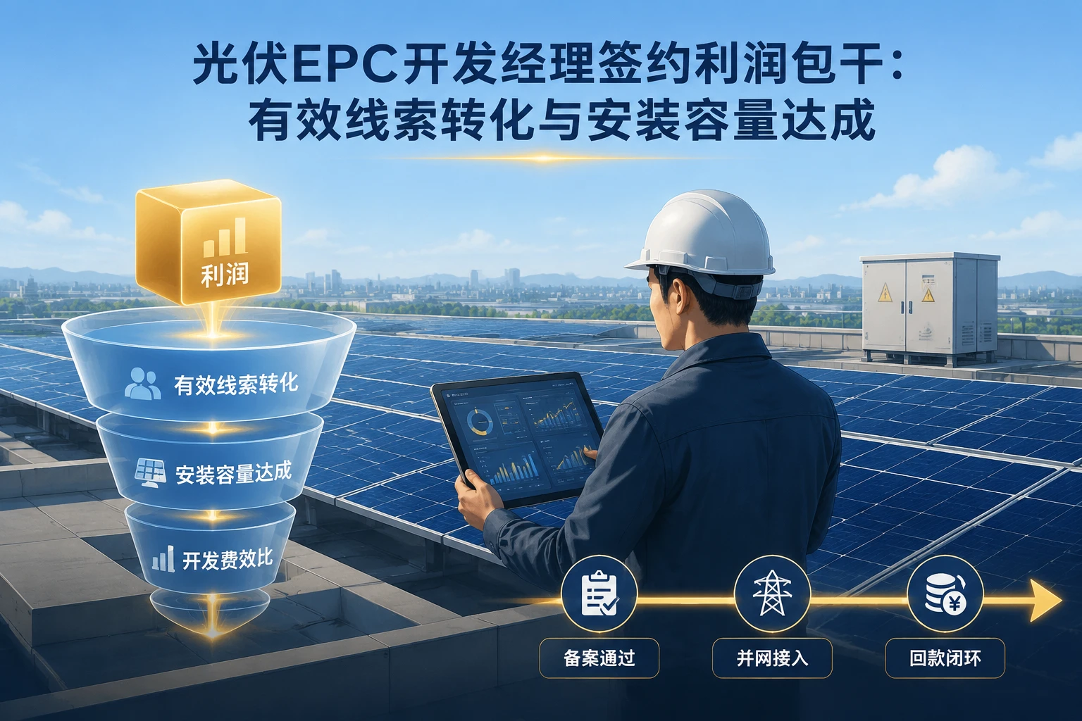 光伏EPC开发经理签约利润包干：有效线索转化与安装容量达成