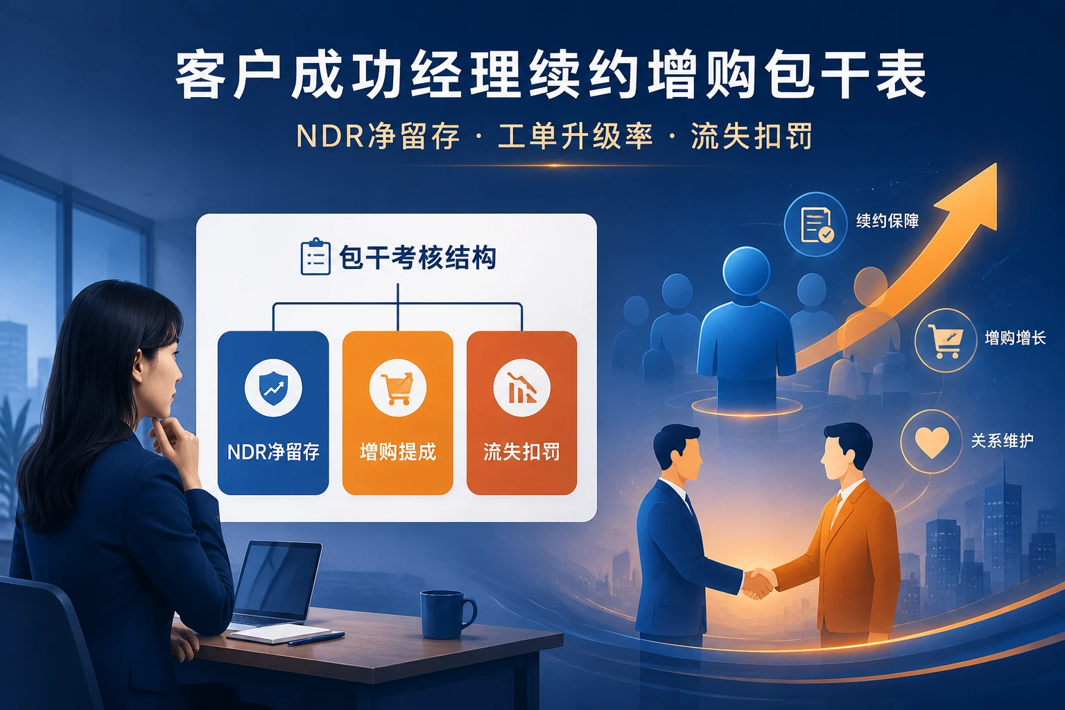 客户成功经理续约增购包干表：NDR、工单升级率与流失扣罚（2026年版）