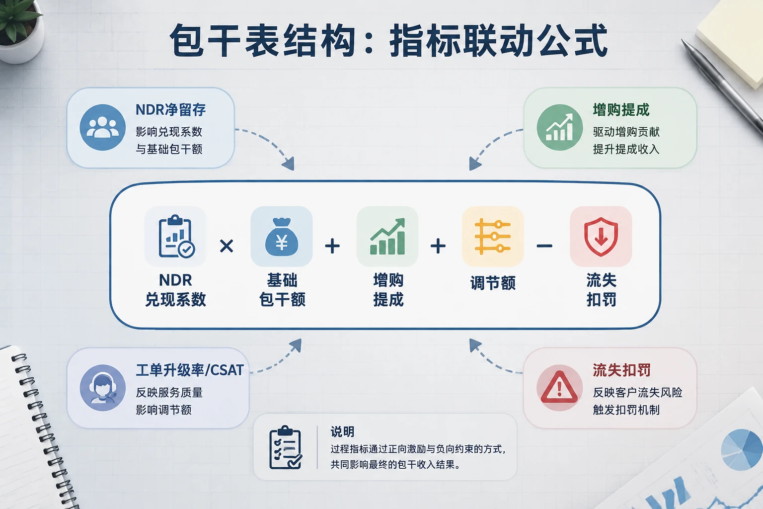 客户成功经理续约增购包干表：NDR、工单升级率与流失扣罚（2026年版）