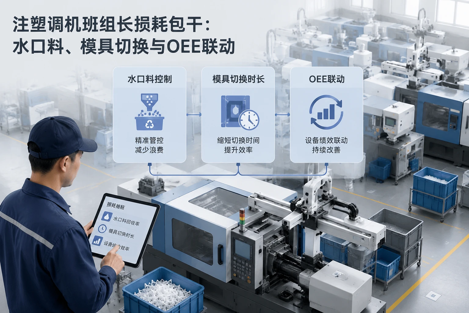 注塑调机班组长损耗包干考核设计：水口料、模具切换与OEE联动