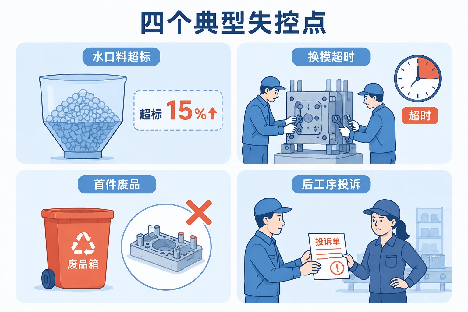 注塑调机班组长损耗包干考核设计：水口料、模具切换与OEE联动